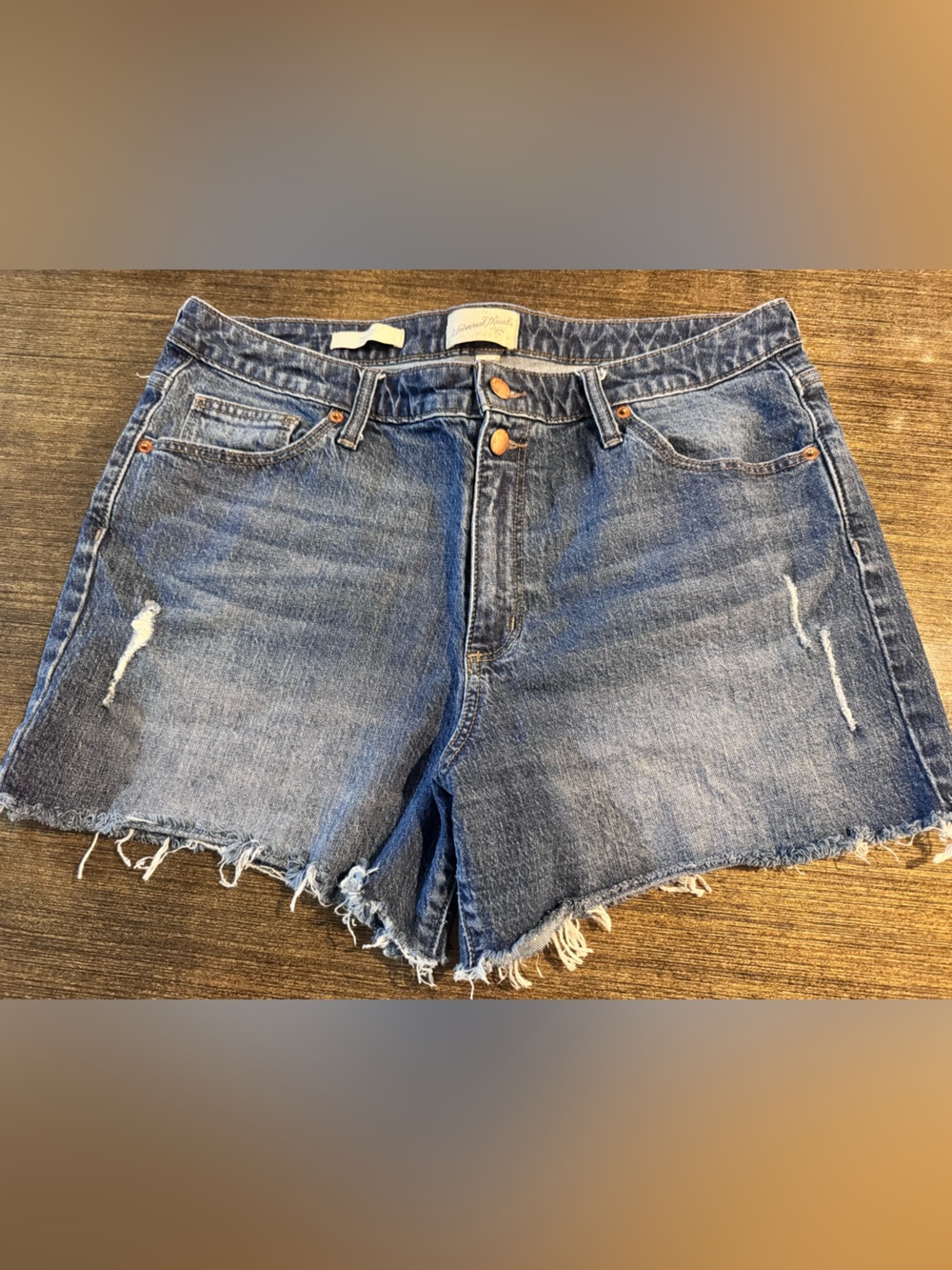 Universal Thread Distressed Blue Denim Frayed Hem Shorts